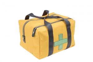 Bag in Yellow Canvas with Green Cross fall protection equipment